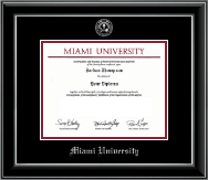 Miami University Silver Embossed Diploma Frame in Onyx Silver