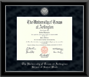 The University of Texas at Arlington diploma frame - Silver Engraved Medallion Diploma Frame in Onyx Silver
