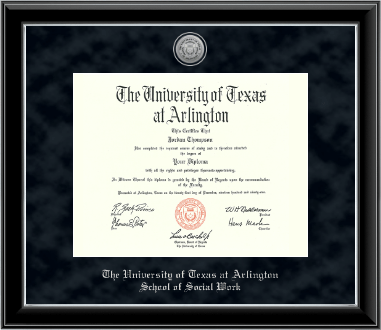 The University of Texas at Arlington diploma frame - Silver Engraved Medallion Diploma Frame in Onyx Silver