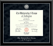 The University of Texas at Arlington diploma frame - Silver Engraved Medallion Diploma Frame in Onyx Silver