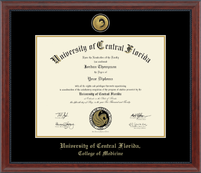 University of Central Florida diploma frame - Gold Engraved Medallion Diploma Frame in Signature