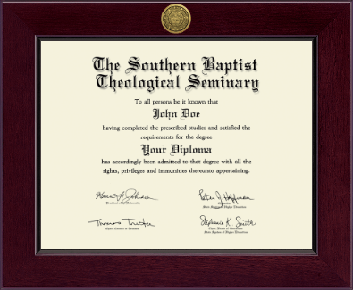 The Southern Baptist Theological Seminary diploma frame - Century Gold Engraved Diploma Frame in Cordova