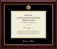 State of Ohio Gold Engraved Medallion Certificate Frame in Gallery
