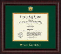 Vermont Law School Presidential Gold Engraved Diploma Frame in Premier