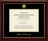 State of Georgia Gold Engraved Medallion Certificate Frame in Gallery