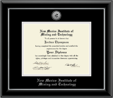 New Mexico Institute of Mining & Technology diploma frame - Silver Engraved Medallion Diploma Frame in Onyx Silver