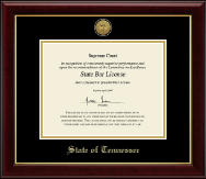 State of Tennessee Gold Engraved Medallion Certificate Frame in Gallery