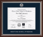 Mount Sinai School of Medicine Silver Engraved Medallion Diploma Frame in Devonshire