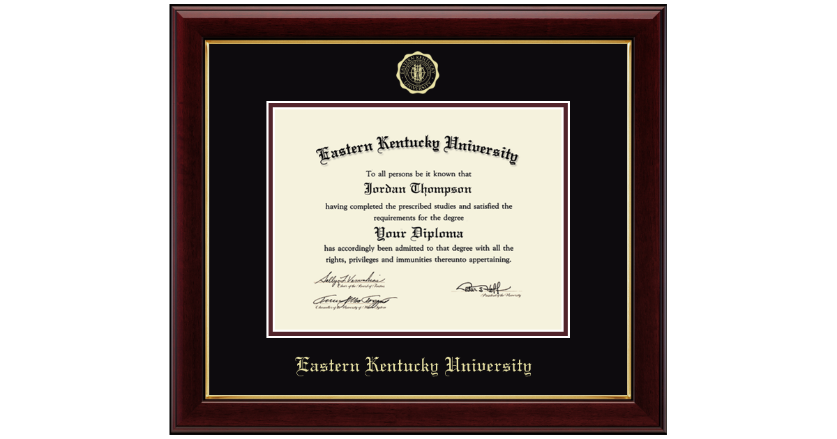 Eastern Kentucky University Petite Diploma Frame - Mahogany With Gold Trim & School Seal - View #11