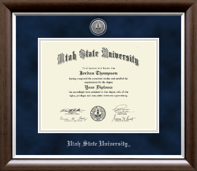 Utah State University diploma frame - Silver Engraved Medallion Diploma Frame in Devonshire