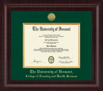 The University of Vermont Presidential Gold Engraved Diploma Frame in Premier