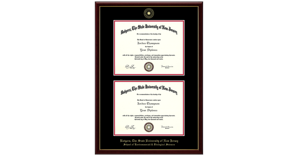 Gold Embossed Double Diploma Frame in Galleria Rutgers University