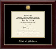 State of Alabama certificate frame - Gold Engraved Medallion Certificate Frame in Gallery