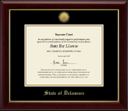 State of Delaware Gold Engraved Medallion Certificate Frame in Gallery