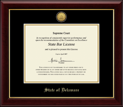 State of Delaware certificate frame - Gold Engraved Medallion Certificate Frame in Gallery