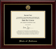 State of Indiana certificate frame - Gold Engraved Medallion Certificate Frame in Gallery