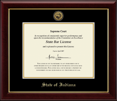 State of Indiana certificate frame - Gold Engraved Medallion Certificate Frame in Gallery