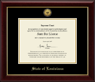 State of Louisiana Gold Engraved Medallion Certificate Frame in Gallery