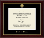 State of Maine Gold Engraved Medallion Certificate Frame in Gallery