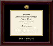 State of Maryland certificate frame - Gold Engraved Medallion Certificate Frame in Gallery