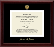 State of Iowa Gold Engraved Medallion Certificate Frame in Gallery