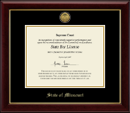 State of Missouri Gold Engraved Medallion Certificate Frame in Gallery