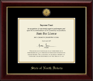 State of North Dakota Gold Engraved Medallion Certificate Frame in Gallery