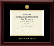 State of New Mexico Gold Engraved Medallion Certificate Frame in Gallery