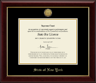 State of New York certificate frame - Gold Engraved Medallion Certificate Frame in Gallery