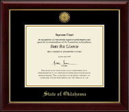 State of Oklahoma certificate frame - Gold Engraved Medallion Certificate Frame in Gallery