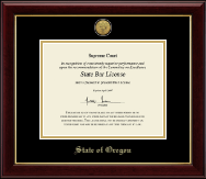 State of Oregon Gold Engraved Medallion Certificate Frame in Gallery