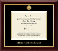 State of Rhode Island Gold Engraved Medallion Certificate Frame in Gallery