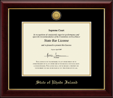 State of Rhode Island certificate frame - Gold Engraved Medallion Certificate Frame in Gallery