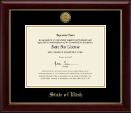 State of Utah Gold Engraved Medallion Certificate Frame in Gallery