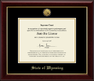 State of Wyoming certificate frame - Gold Engraved Medallion Certificate Frame in Gallery