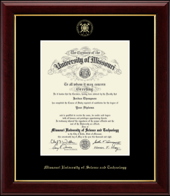 Missouri University of Science and Technology diploma frame - Gold Embossed Diploma Frame in Gallery