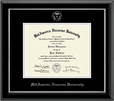 MidAmerica Nazarene University diploma frame - Silver Embossed Diploma Frame in Onyx Silver
