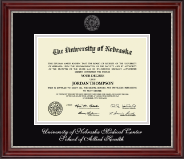 University of Nebraska Medical Center Diploma Frame - Silver Embossed Diploma Frame in Kensington Silver