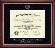 University of Nebraska Medical Center Diploma Frame - Silver Embossed Diploma Frame in Kensington Silver
