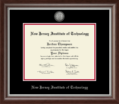 New Jersey Institute of Technology diploma frame - Silver Engraved Medallion Diploma Frame in Devonshire