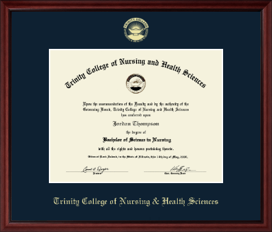 Trinity College of Nursing & Health Sciences diploma frame - Gold Embossed Edition Diploma Frame in Camby