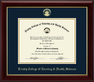 Trinity College of Nursing & Health Sciences Gold Embossed Diploma Frame in Gallery
