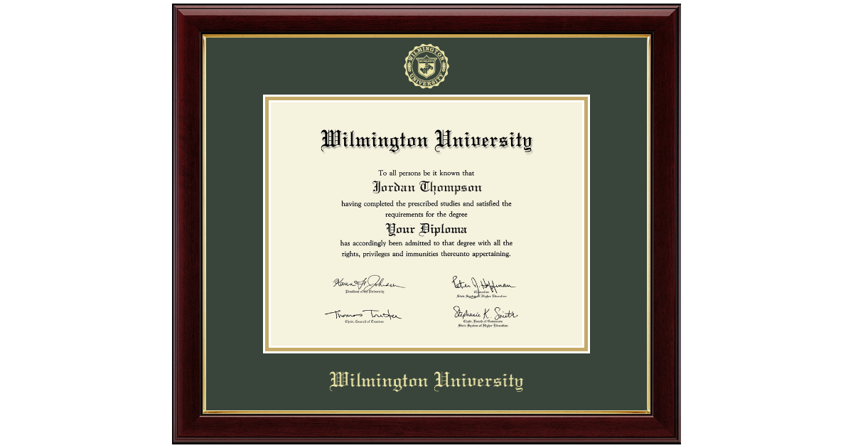 Gold Embossed Diploma Frame in Gallery Wilmington University Item
