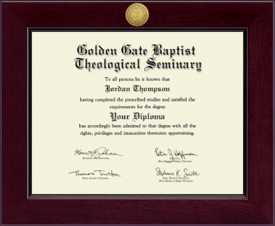 Golden Gate Baptist Theological Seminary diploma frame - Century Gold Engraved Diploma Frame in Cordova