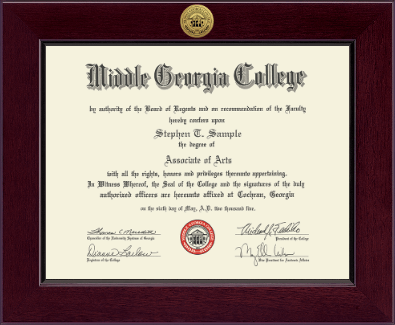 Middle Georgia College diploma frame - Century Gold Engraved Diploma Frame in Cordova
