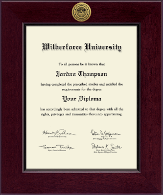 Wilberforce University diploma frame - Century Gold Engraved Diploma Frame in Cordova