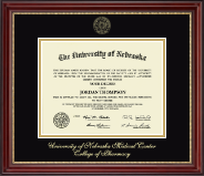 University of Nebraska Medical Center Diploma Frame - Gold Embossed Diploma Frame in Kensington Gold