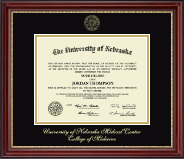 University of Nebraska Medical Center Diploma Frame - Gold Embossed Diploma Frame in Kensington Gold