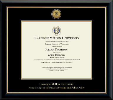 Carnegie Mellon University diploma frame - Gold Engraved Medallion Diploma Frame in Onyx Gold