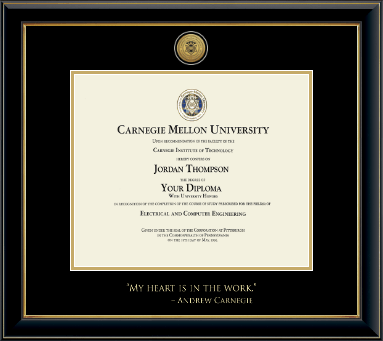 Carnegie Mellon University diploma frame - Gold Engraved Medallion Diploma Frame in Onyx Gold